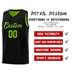 Black Neon Green Chest Slash Pattern Basketball Jersey 5
