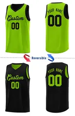 Black Neon Green Chest Slash Pattern Double Side Basketball Jersey 3