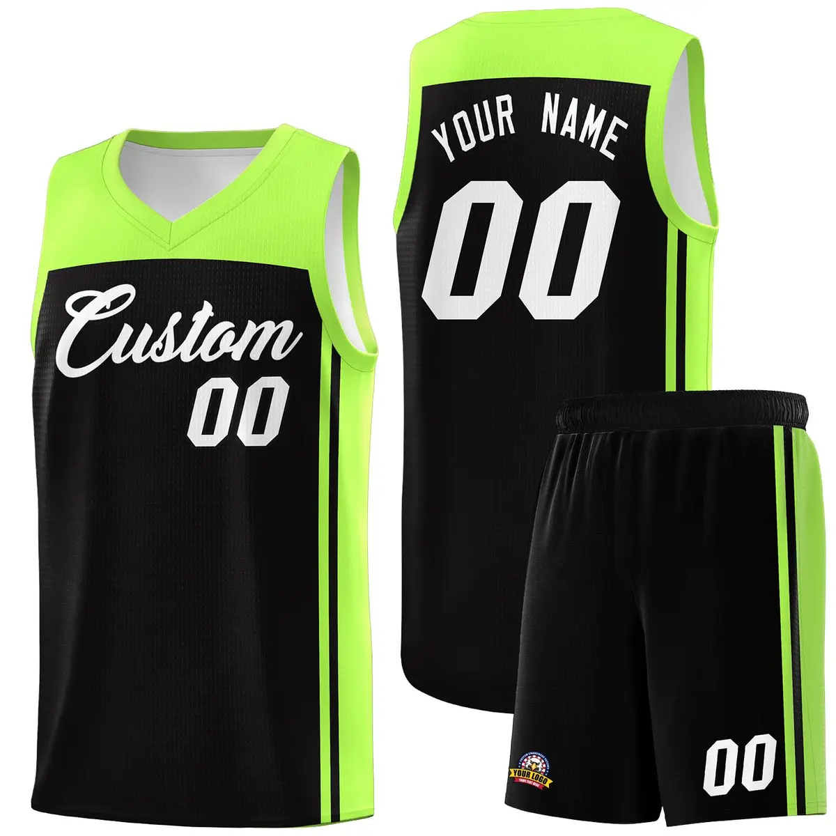 Black Neon Green Classic Sets Basketball Jersey