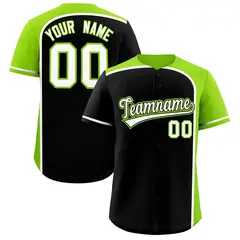 Black Neon Green Color Block Authentic Baseball Jersey 1