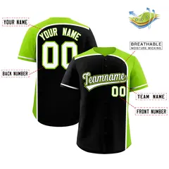 Black Neon Green Color Block Authentic Baseball Jersey 2