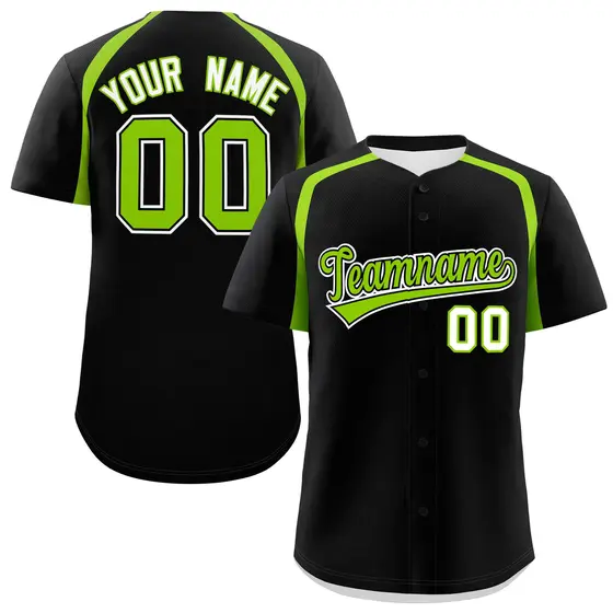 Black Neon Green Color Block Authentic Baseball Jersey