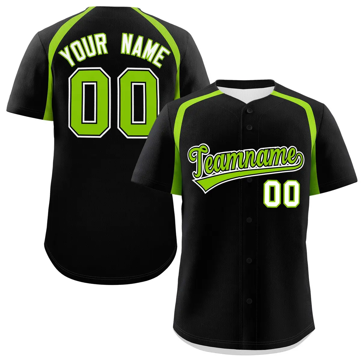 Black Neon Green Color Block Authentic Baseball Jersey