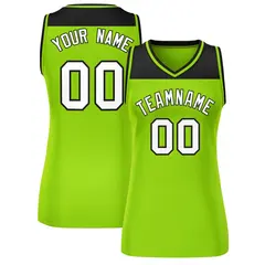 Black Neon Green Color Block Mesh Basketball Jersey