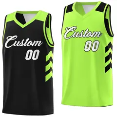 Black Neon Green Double Side Reversible Basketball Jersey