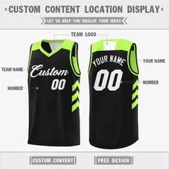 Black Neon Green Double Side Reversible Basketball Jersey 4