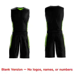 Black Neon Green Double Side Sets Basketball Jersey 3
