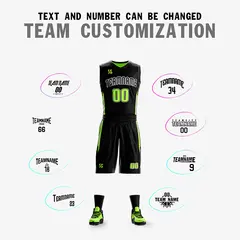 Black Neon Green Double Side Sets Basketball Jersey 4