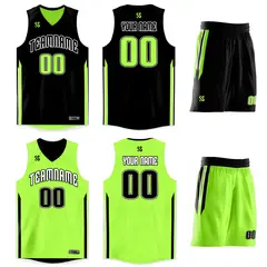 Black Neon Green Double Side Sets Basketball Jersey 5
