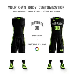 Black Neon Green Double Side Sets Basketball Jersey 6
