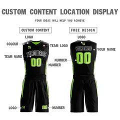 Black Neon Green Double Side Sets Basketball Jersey 7