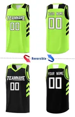 Black Neon Green Double Side Sets Men Basketball Jersey 3