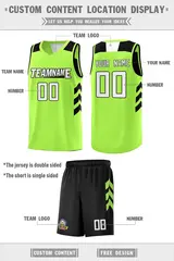 Black Neon Green Double Side Sets Men Basketball Jersey 4