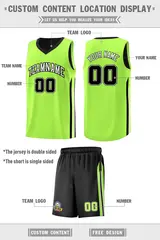 Black Neon Green Double Side Sets Men Basketball Jersey 2