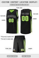 Black Neon Green Double Side Sets Men Basketball Jersey 4