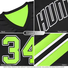 Black Neon Green Double Side Tops Team Basketball Jersey 2