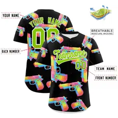 Black Neon Green Firepower Graffiti Baseball Jersey 2