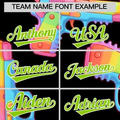 Black Neon Green Firepower Graffiti Baseball Jersey 5