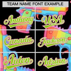 Black Neon Green Firepower Graffiti Pattern Baseball Jersey 5