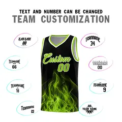 Black Neon Green Flame Graffiti Basketball Jersey 4