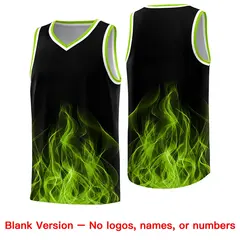 Black Neon Green Flame Graffiti Basketball Jersey 6