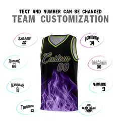 Black Neon Green Flame Graffiti Pattern Basketball Jersey 4