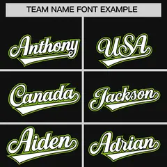 Black Neon Green Flame Outline Baseball Jersey 3