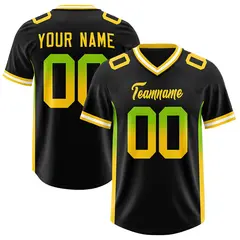 Black Neon Green Gold Gradient Sides Fashion Football Jersey