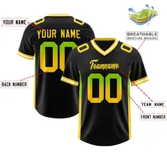 Black Neon Green Gold Gradient Sides Fashion Football Jersey 2