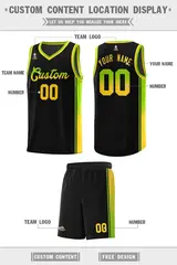 Black Neon Green-Gold Gradient Sports Basketball Jersey 2