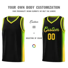 Black Neon Green-Gold Gradient Sports Basketball Jersey 3