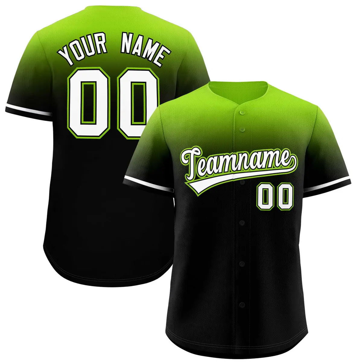 Black Neon Green Gradient Authentic Baseball Jersey