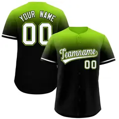 Black Neon Green Gradient Authentic Baseball Jersey