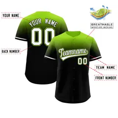 Black Neon Green Gradient Authentic Baseball Jersey 2