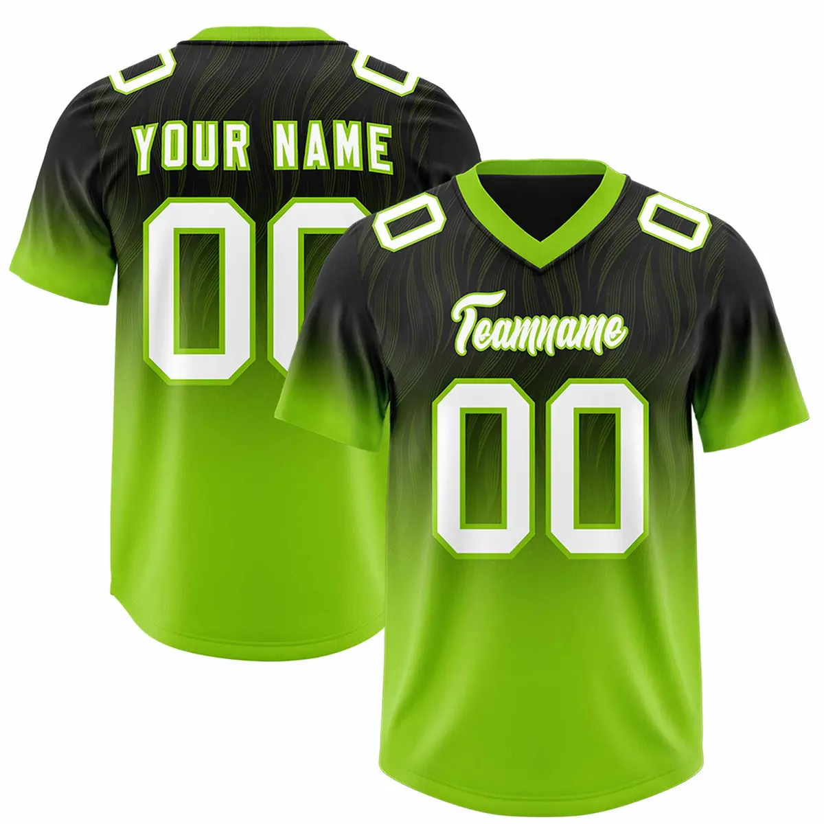 Black Neon Green Gradient Authentic Outdoor Football Jersey