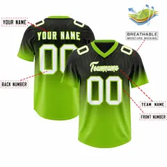 Black Neon Green Gradient Authentic Outdoor Football Jersey 2
