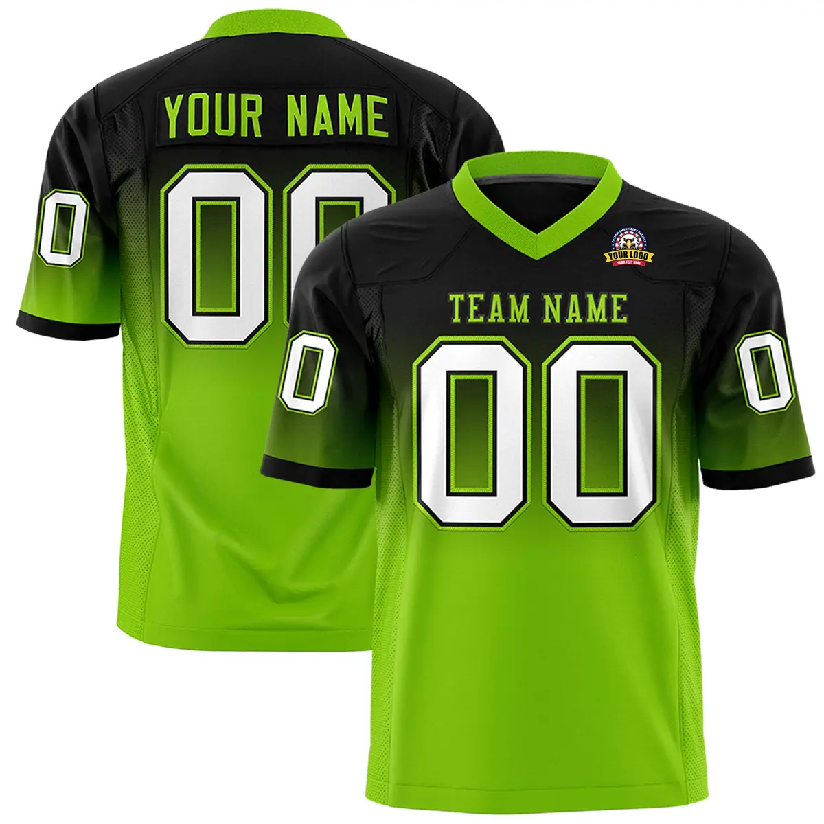 Black Neon Green Gradient Fashion Authentic Football Jersey