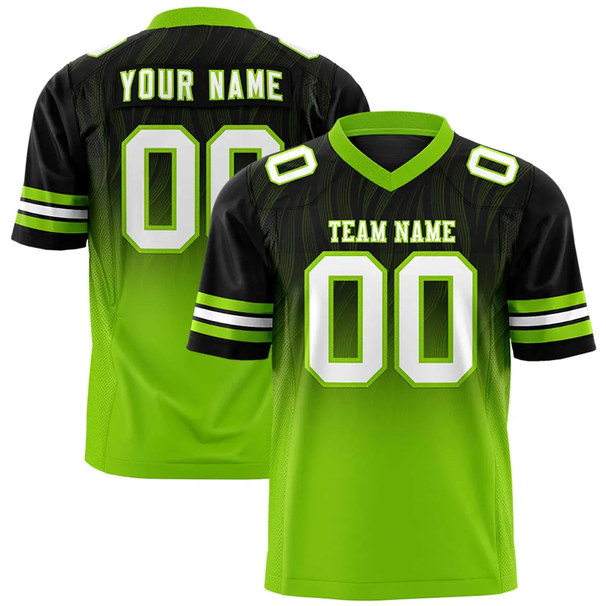 Black Neon Green Gradient Fashion Flag Football Jersey