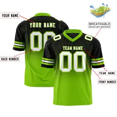 Black Neon Green Gradient Fashion Flag Football Jersey 2