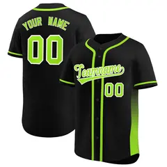 Black Neon Green Gradient Side Authentic Baseball Jersey