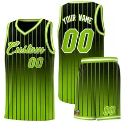 Black Neon Green Gradient Stripe Fashion Basketball Jersey
