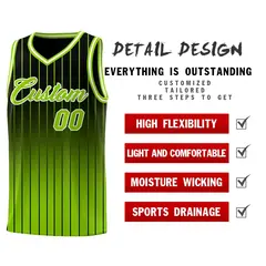 Black Neon Green Gradient Stripe Fashion Basketball Jersey 2