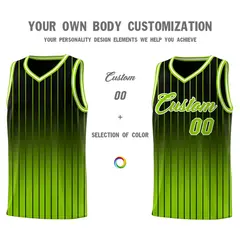 Black Neon Green Gradient Stripe Fashion Basketball Jersey 3