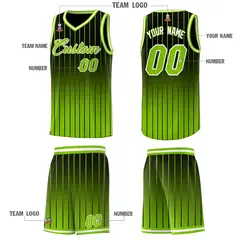 Black Neon Green Gradient Stripe Fashion Basketball Jersey 5