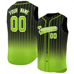 Black Neon Green Gradient Stripe Sleeveless Baseball Jersey