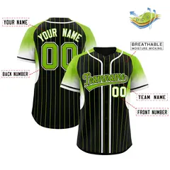 Black Neon Green Gradient Stripe Sleeves Baseball Jersey 2