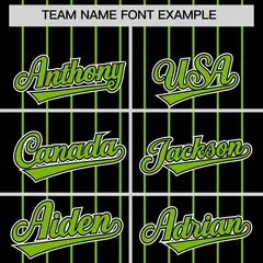 Black Neon Green Gradient Stripe Sleeves Baseball Jersey 3