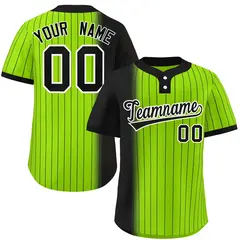 Black Neon Green Gradient Stripe Two-Button Softball Jersey