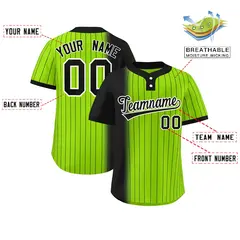 Black Neon Green Gradient Stripe Two-Button Softball Jersey 2