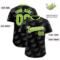 Black Neon Green Graffiti Full Button Baseball Jersey 2